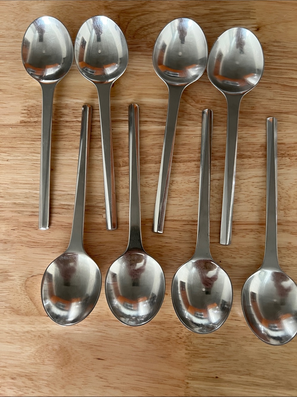 Georg Jensen round bowl soup spoon 8 total
